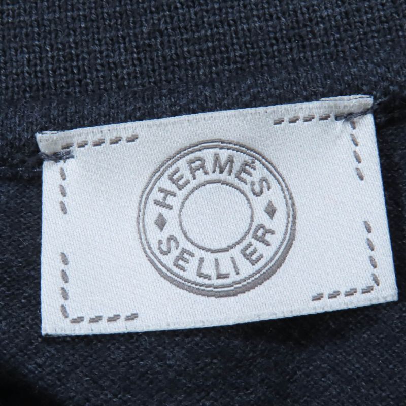 Hermes Sellier 100% Cotton Sellier Button Short Sleeve Polo Shirt Charcoal Gray