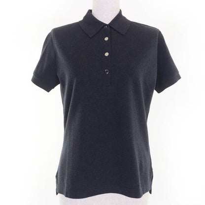 Hermes Sellier 100% Cotton Sellier Button Short Sleeve Polo Shirt Charcoal Gray