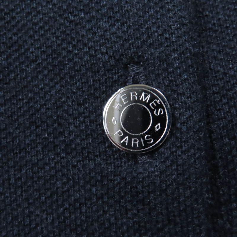 Hermes Sellier 100% Cotton Sellier Button Short Sleeve Polo Shirt Charcoal Gray