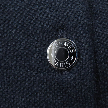 Hermes Sellier 100% Cotton Sellier Button Short Sleeve Polo Shirt Charcoal Gray