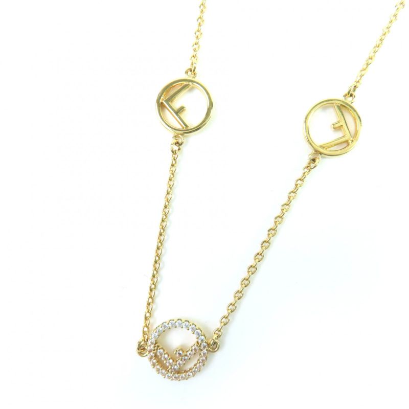 Fendi F Is Fendi Necklace With Crystals Gold With Box Women
