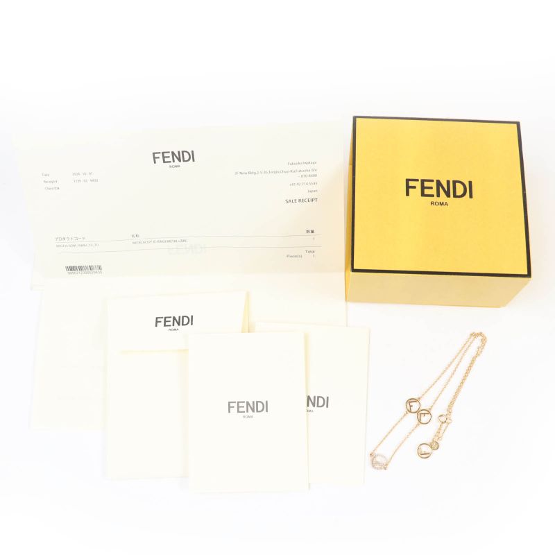 Fendi F Is Fendi Necklace With Crystals Gold With Box Women