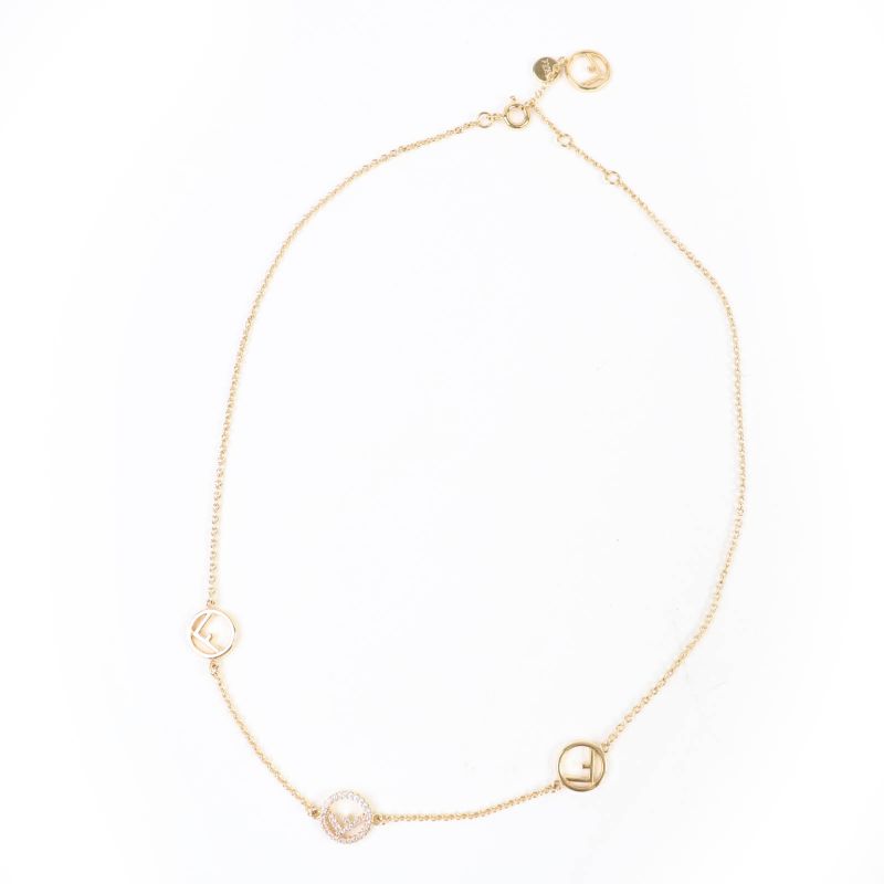 Fendi F Is Fendi Necklace With Crystals Gold With Box Women