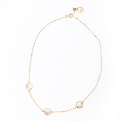 Fendi F Is Fendi Necklace With Crystals Gold With Box Women