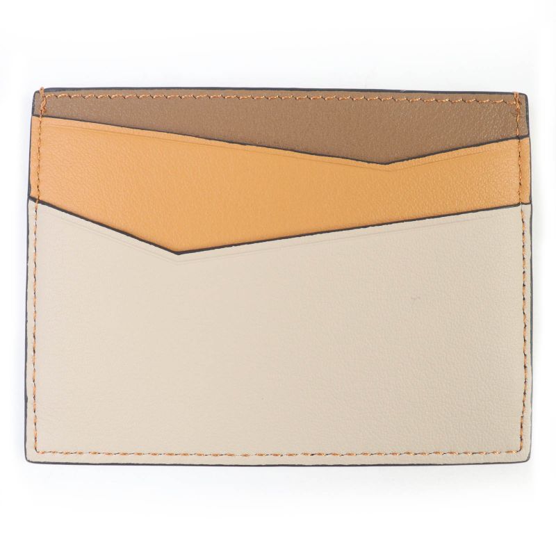 LOEWE Puzzle Plain Card Holder Anagram Engraved Plain Leather Card Case Brown