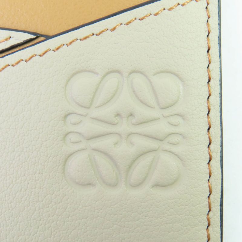 LOEWE Puzzle Plain Card Holder Anagram Engraved Plain Leather Card Case Brown