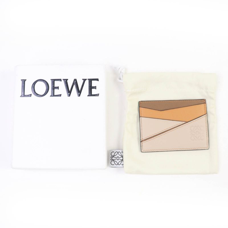 LOEWE Puzzle Plain Card Holder Anagram Engraved Plain Leather Card Case Brown