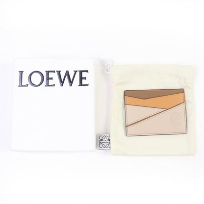 LOEWE Puzzle Plain Card Holder Anagram Engraved Plain Leather Card Case Brown