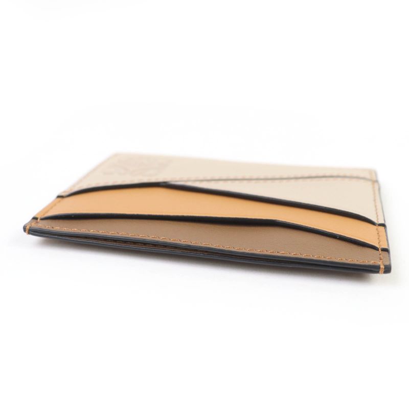 LOEWE Puzzle Plain Card Holder Anagram Engraved Plain Leather Card Case Brown