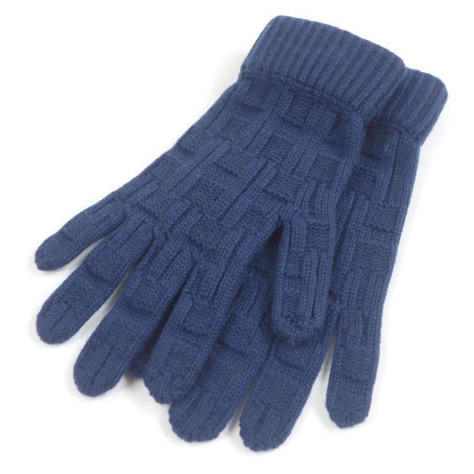 Hermes 100% Cashmere H Logo Knitted Gloves Gloves Navy M With Box Made In Italy