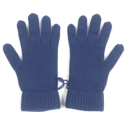 Hermes 100% Cashmere H Logo Knitted Gloves Gloves Navy M With Box Made In Italy