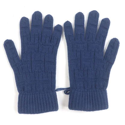 Hermes 100% Cashmere H Logo Knitted Gloves Gloves Navy M With Box Made In Italy