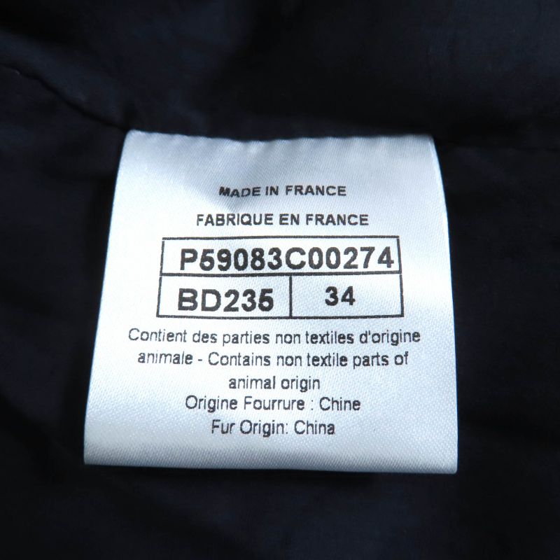 CHANEL P59083 Calfskin Goat Fur Sailor Collar Riders Jacket With Coco Mark