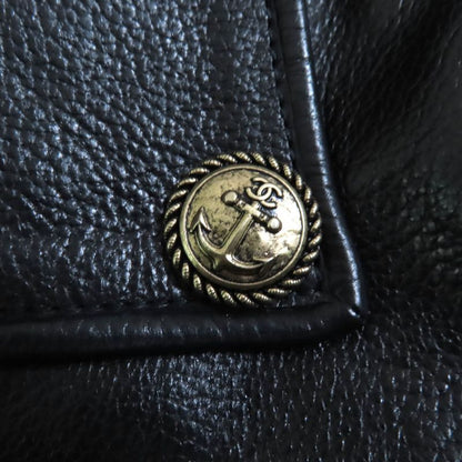 CHANEL P59083 Calfskin Goat Fur Sailor Collar Riders Jacket With Coco Mark