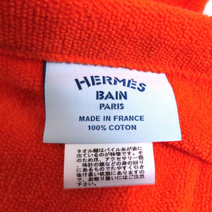 Hermes 100% Cotton Logo Embroidered Fringed Bathrobe Orange TU (equivalent To