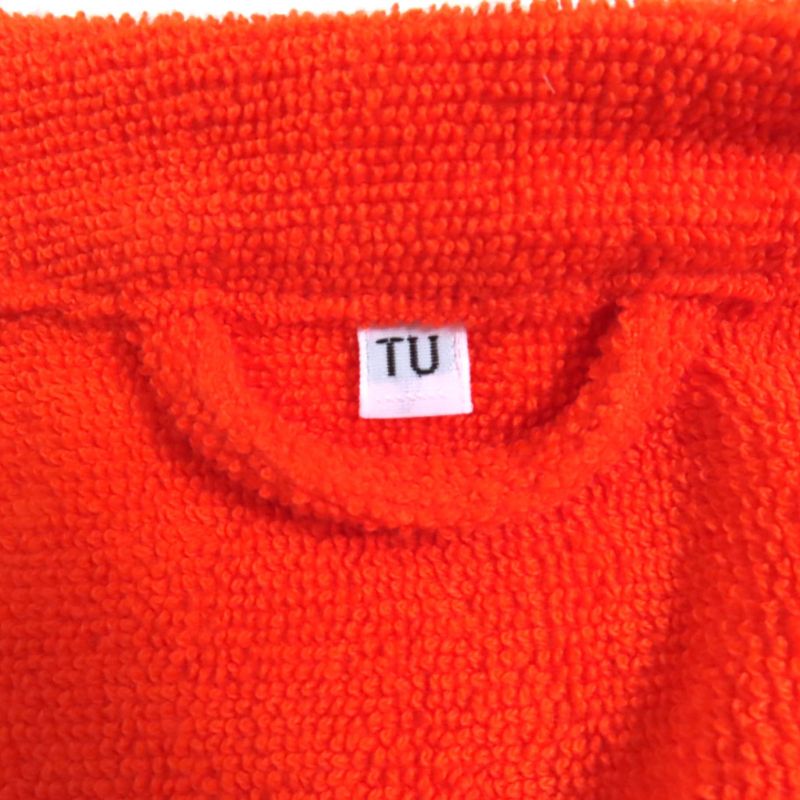 Hermes 100% Cotton Logo Embroidered Fringed Bathrobe Orange TU (equivalent To