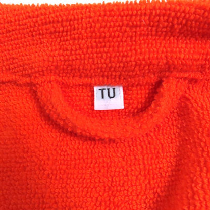 Hermes 100% Cotton Logo Embroidered Fringed Bathrobe Orange TU (equivalent To
