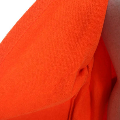 Hermes 100% Cotton Logo Embroidered Fringed Bathrobe Orange TU (equivalent To