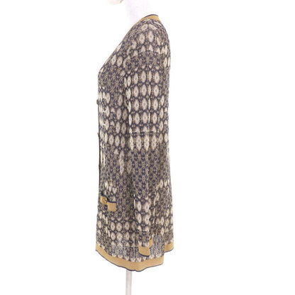 CHANEL P61677 All-over Lamé Long Cardigan With Coco Mark Gold Buttons Gold Navy