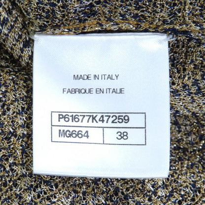 CHANEL P61677 All-over Lamé Long Cardigan With Coco Mark Gold Buttons Gold Navy