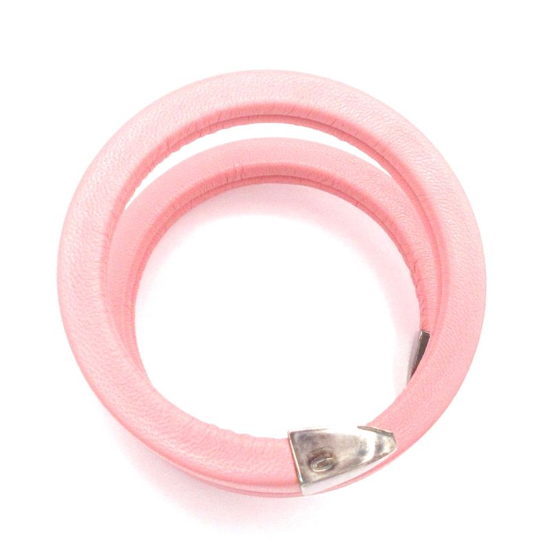 Bottega Veneta Bracelet Coiled Cuff Bracelet Leather Pink And Silver