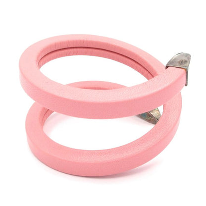 Bottega Veneta Bracelet Coiled Cuff Bracelet Leather Pink And Silver