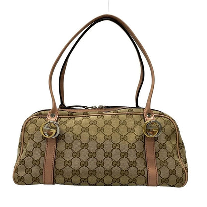 Gucci Shoulder Bag GG Twins/gg Pattern 232958 Beige Dark Brown And Salmon Pink
