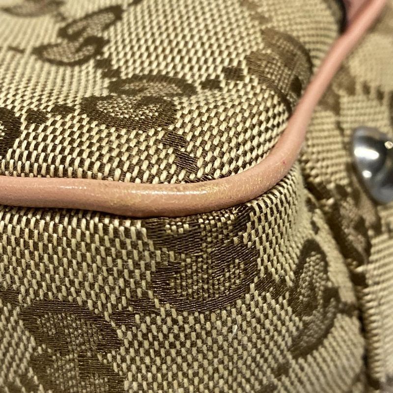 Gucci Shoulder Bag GG Twins/gg Pattern 232958 Beige Dark Brown And Salmon Pink