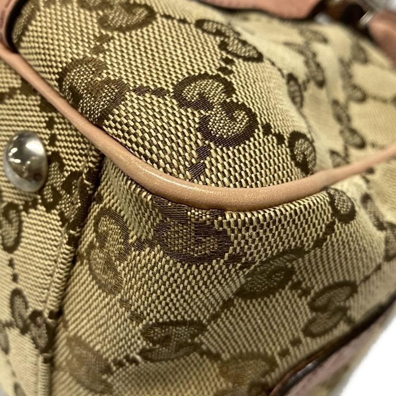 Gucci Shoulder Bag GG Twins/gg Pattern 232958 Beige Dark Brown And Salmon Pink