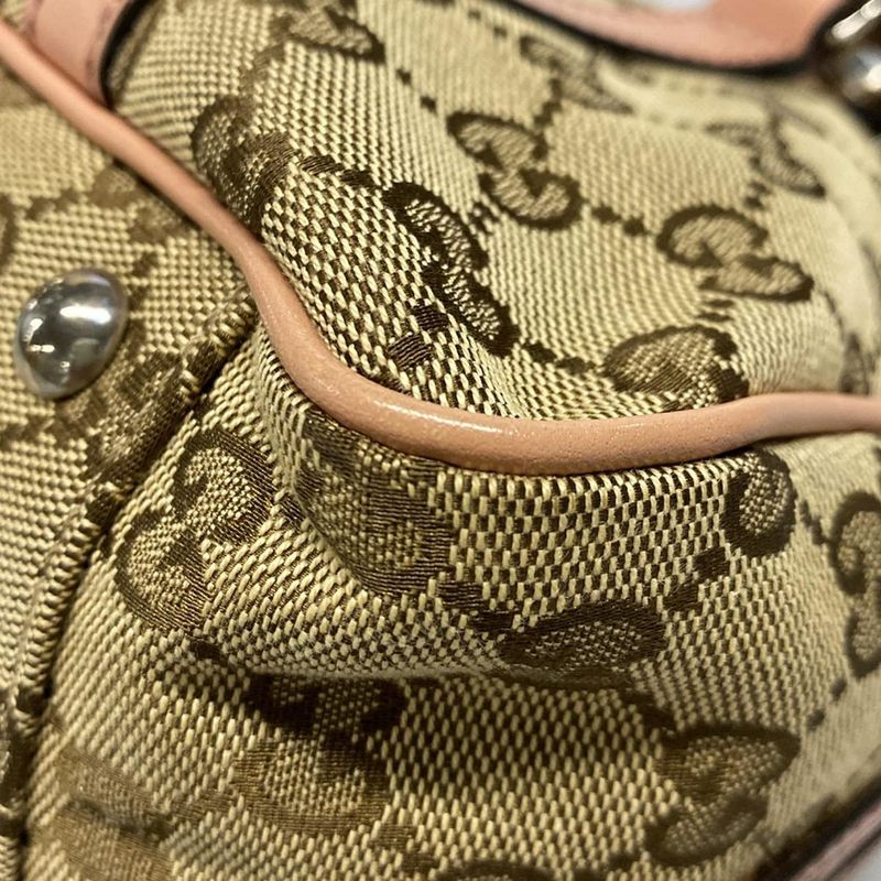 Gucci Shoulder Bag GG Twins/gg Pattern 232958 Beige Dark Brown And Salmon Pink