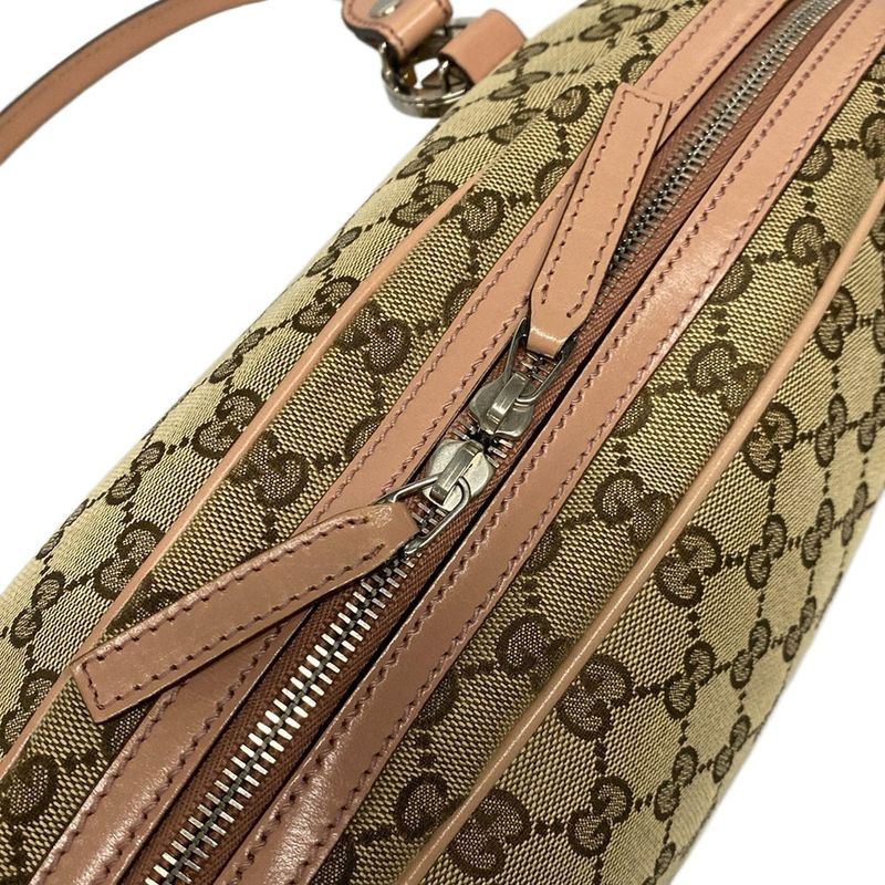 Gucci Shoulder Bag GG Twins/gg Pattern 232958 Beige Dark Brown And Salmon Pink