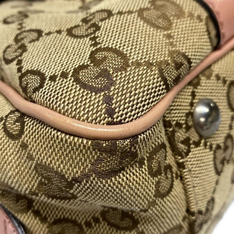 Gucci Shoulder Bag GG Twins/gg Pattern 232958 Beige Dark Brown And Salmon Pink