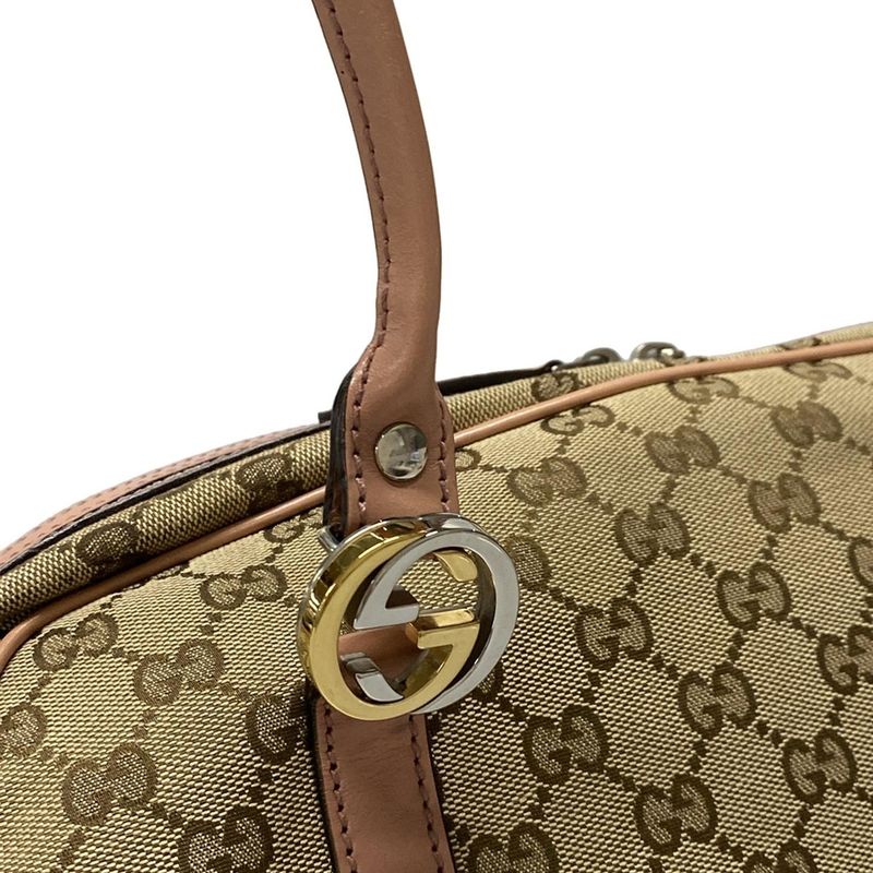 Gucci Shoulder Bag GG Twins/gg Pattern 232958 Beige Dark Brown And Salmon Pink