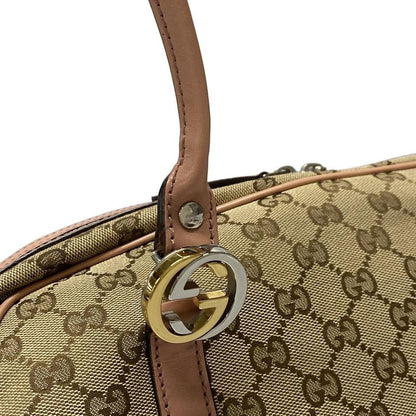 Gucci Shoulder Bag GG Twins/gg Pattern 232958 Beige Dark Brown And Salmon Pink