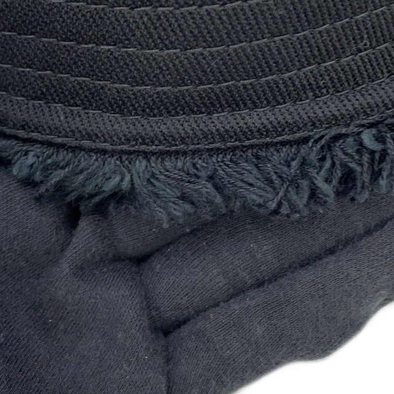 Prada Bucket Hat Fringe Triangle Logo Cotton S Black