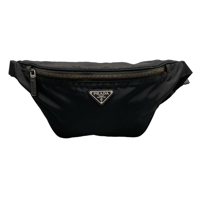 Prada Waist Pouch Re-nylon X Saffiano Leather Belt Bag 2vl033 Black Re-nylon
