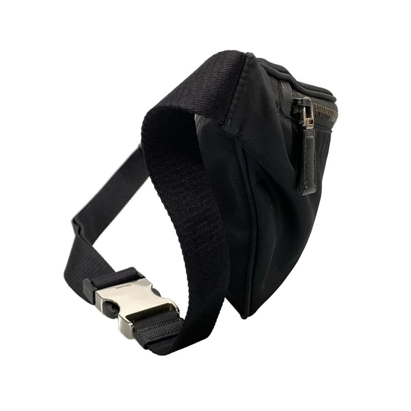 Prada Waist Pouch Re-nylon X Saffiano Leather Belt Bag 2vl033 Black Re-nylon