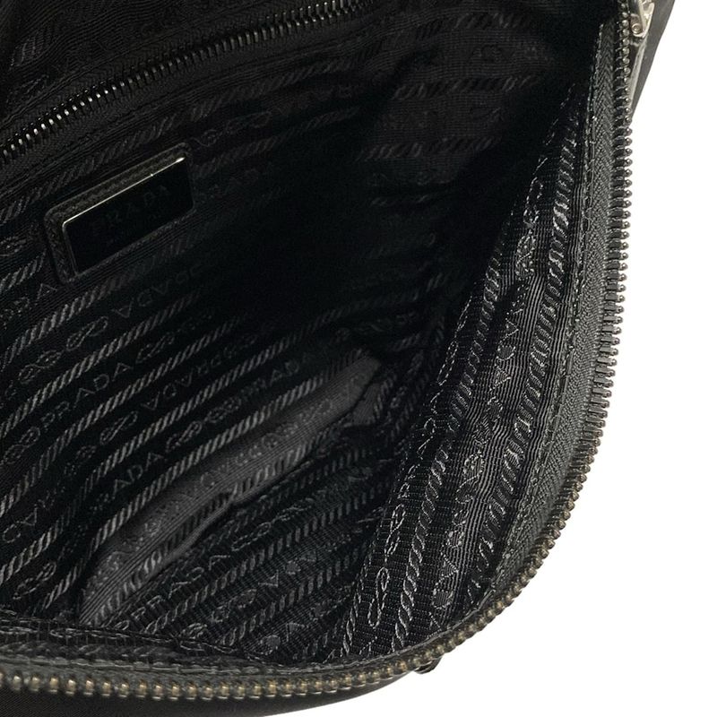Prada Waist Pouch Re-nylon X Saffiano Leather Belt Bag 2vl033 Black Re-nylon