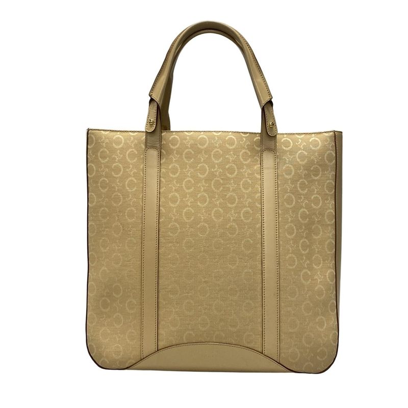 Celine Tote Bag C Macadam Pattern Beige Leather