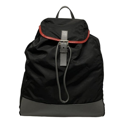 Prada Backpack Sac - Black X Gray X Red Leather