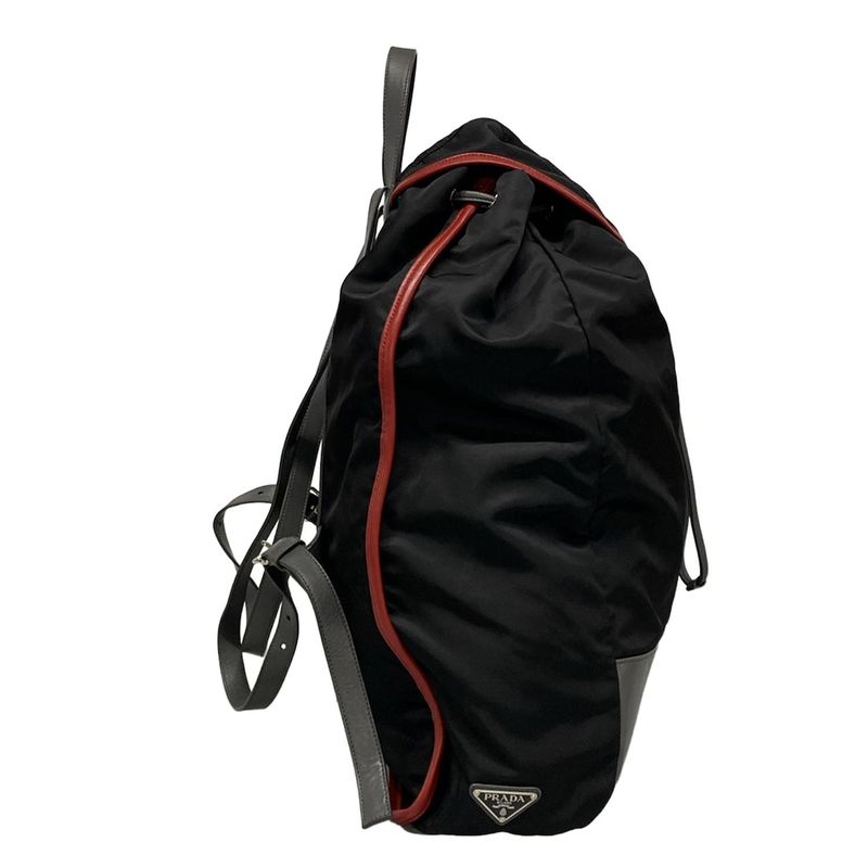 Prada Backpack Sac - Black X Gray X Red Leather