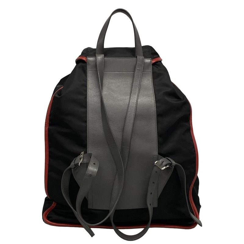 Prada Backpack Sac - Black X Gray X Red Leather
