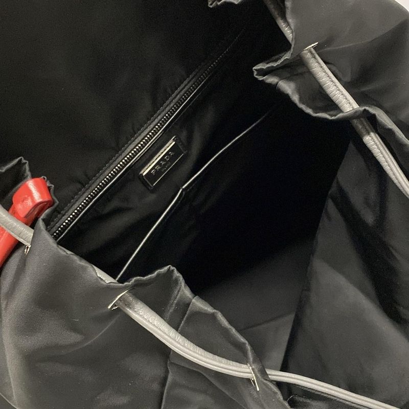 Prada Backpack Sac - Black X Gray X Red Leather
