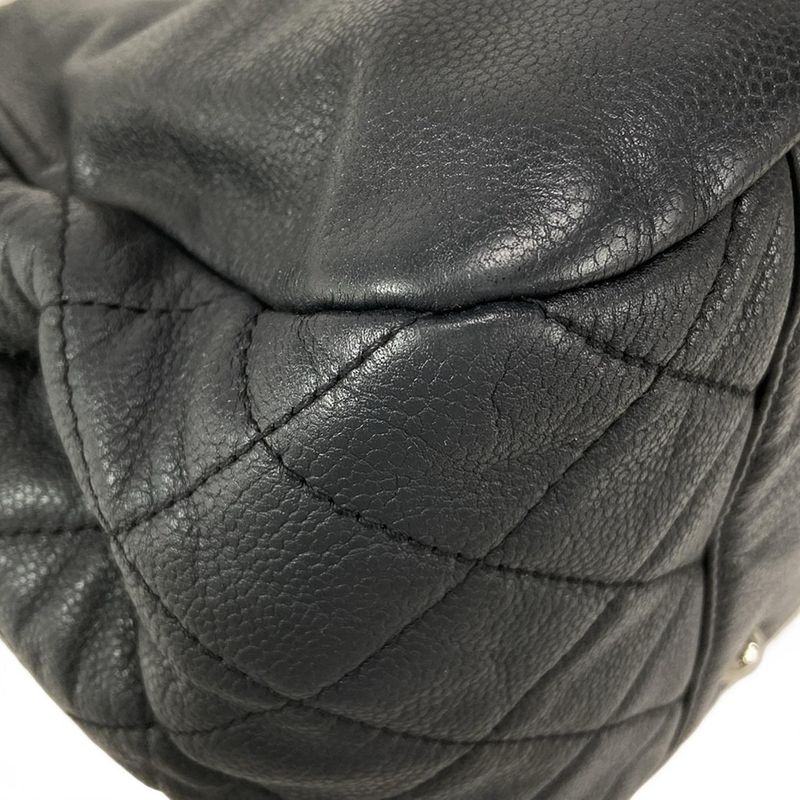 Chanel Shoulder Bag - Black Coco Mark / Chain Shoulder / Silver Hardware