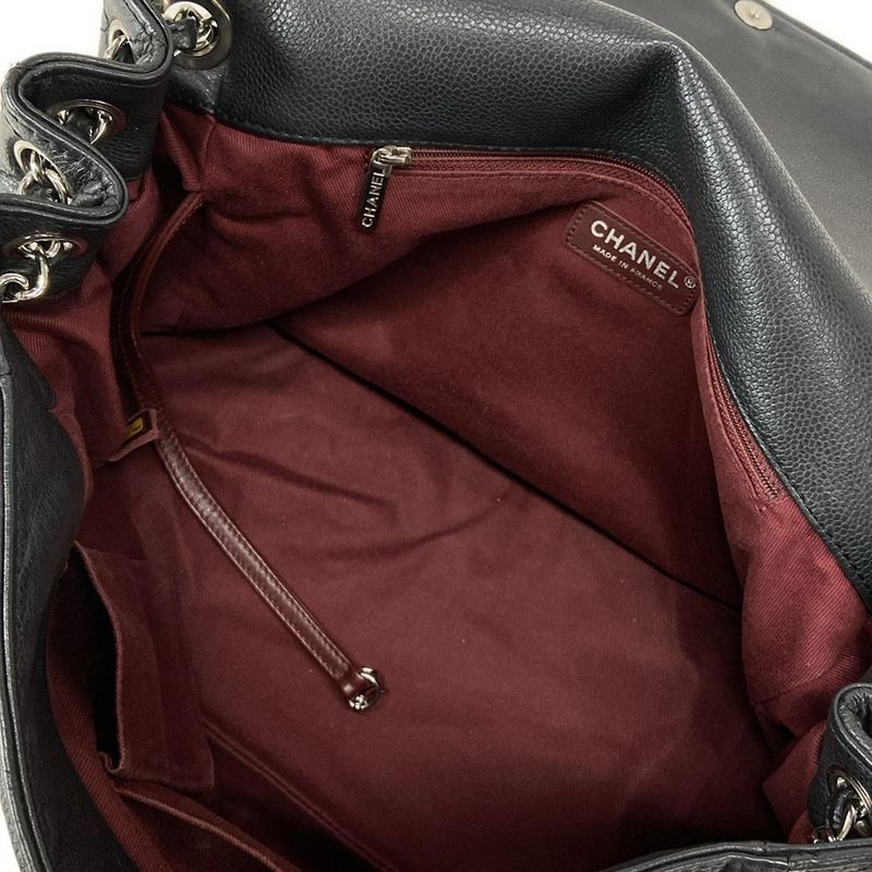 Chanel Shoulder Bag - Black Coco Mark / Chain Shoulder / Silver Hardware