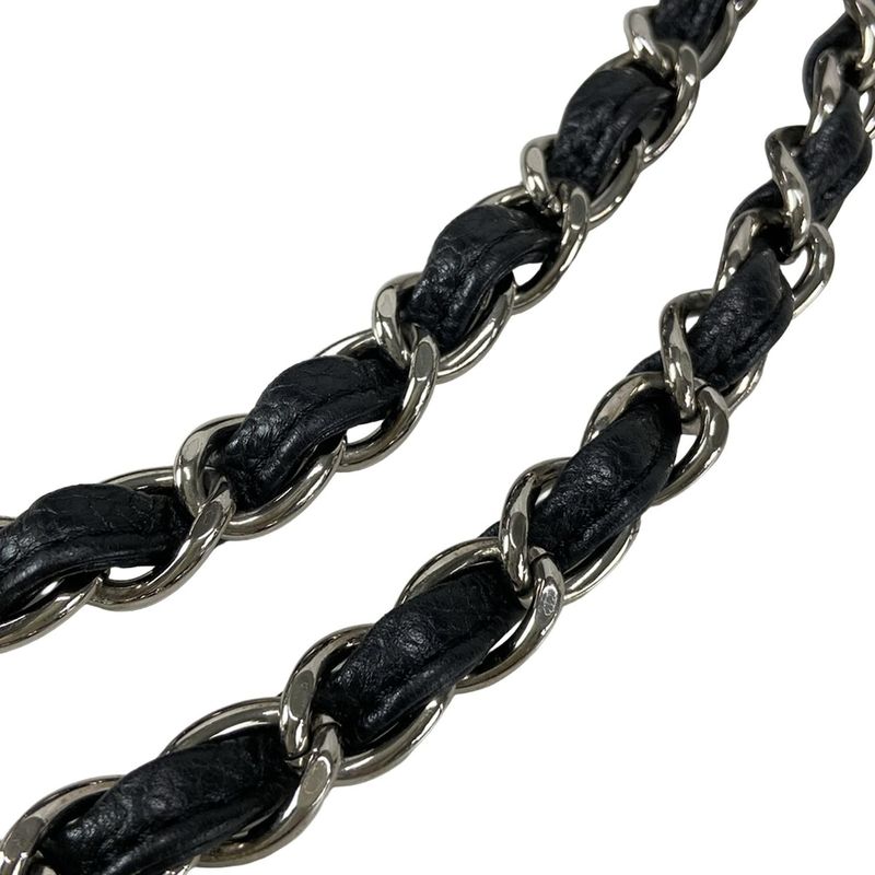 Chanel Shoulder Bag - Black Coco Mark / Chain Shoulder / Silver Hardware