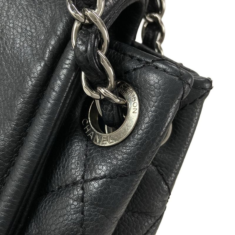 Chanel Shoulder Bag - Black Coco Mark / Chain Shoulder / Silver Hardware