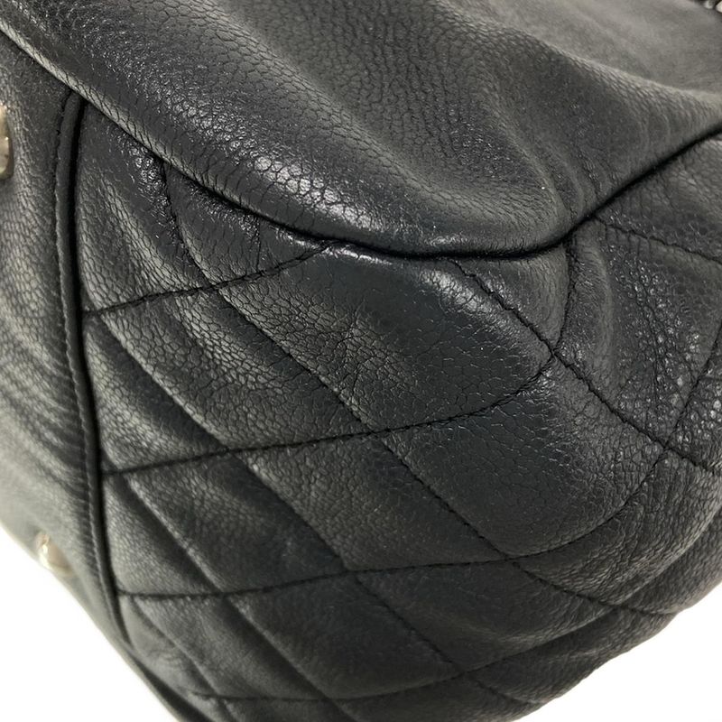 Chanel Shoulder Bag - Black Coco Mark / Chain Shoulder / Silver Hardware