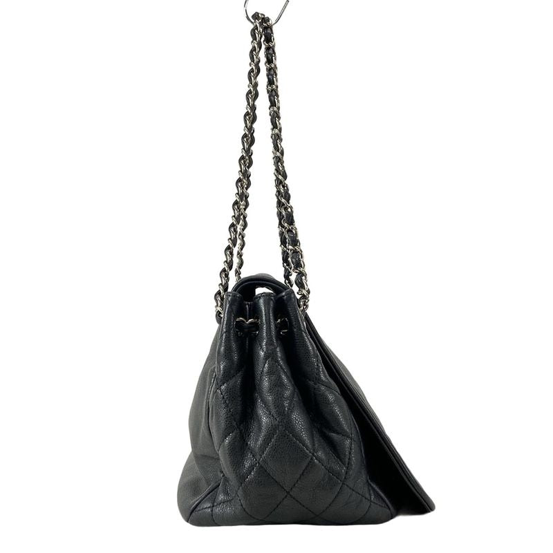 Chanel Shoulder Bag - Black Coco Mark / Chain Shoulder / Silver Hardware