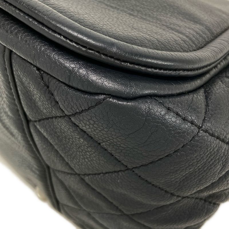 Chanel Shoulder Bag - Black Coco Mark / Chain Shoulder / Silver Hardware